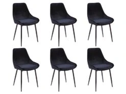 Lot De 6 Chaises - Velours Et Métal Noir - Noir - MASURIE -Mobilier De Restaurant chaise 283227