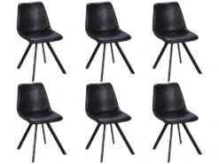Lot De 6 Chaises LUBINE - Simili - Noir -Mobilier De Restaurant chaise 284311