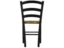 Lot De 6 Chaises PAYSANNE - Hêtre Massif Teinté Noir, Paille De Riz -Mobilier De Restaurant chaise 285051