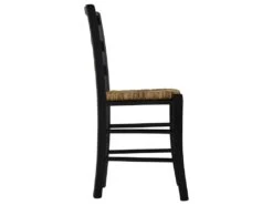Lot De 6 Chaises PAYSANNE - Hêtre Massif Teinté Noir, Paille De Riz -Mobilier De Restaurant chaise 285053