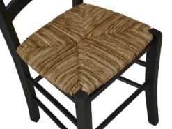 Lot De 6 Chaises PAYSANNE - Hêtre Massif Teinté Noir, Paille De Riz -Mobilier De Restaurant chaise 285055