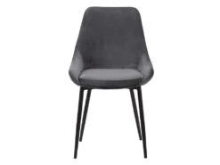 Lot De 2 Chaises - Velours Et Métal Noir - Anthracite - MASURIE -Mobilier De Restaurant chaise 309087