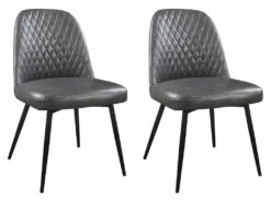 Lot De 2 Chaises JOPLIN - Simili & Métal - Anthracite