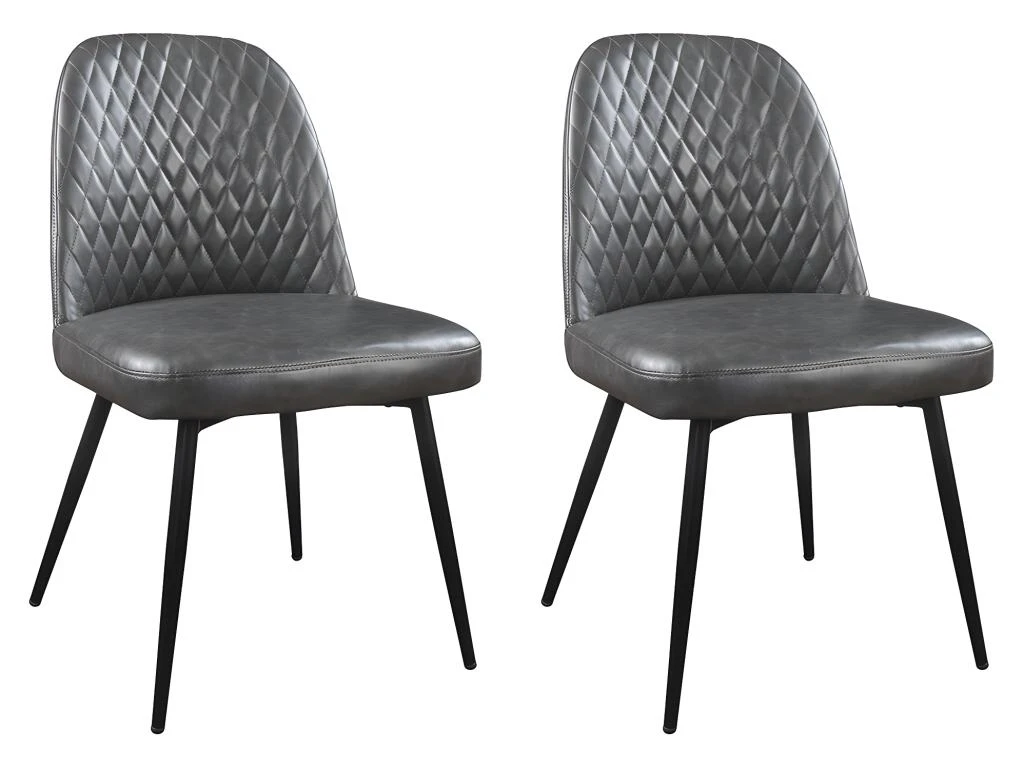 Lot De 2 Chaises JOPLIN - Simili & Métal - Anthracite 1 Lot De 2 Chaises JOPLIN - Simili & Métal - Anthracite