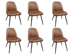 Lot De 6 Chaises JOPLIN - Simili & Métal - Marron -Mobilier De Restaurant chaise 319395