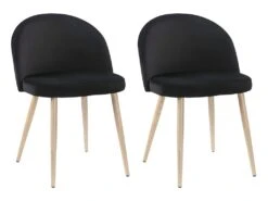 Lot De 2 Chaises LILLY - Velours - Noir