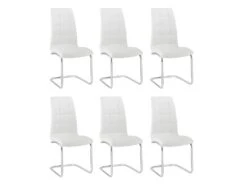 Lot De 6 Chaises NADYA - Simili - Blanc -Mobilier De Restaurant chaise 327839