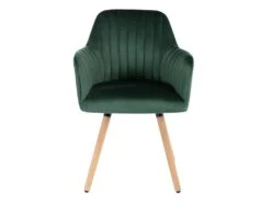Chaise Avec Accoudoirs - Velours Et Métal Effet Bois - Vert Foncé - ELEANA -Mobilier De Restaurant chaise 3299223