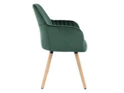 Lot De 2 Chaises Avec Accoudoirs - Velours Et Métal Effet Bois - Vert Foncé - ELEANA -Mobilier De Restaurant chaise 3299493
