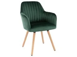 Lot De 2 Chaises Avec Accoudoirs - Velours Et Métal Effet Bois - Vert Foncé - ELEANA -Mobilier De Restaurant chaise 3299509