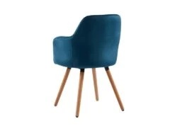 Lot De 2 Chaises Avec Accoudoirs - Velours Et Métal Effet Bois - Bleu - ELEANA -Mobilier De Restaurant chaise 343521
