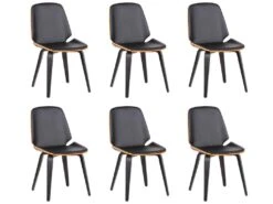 Lot De 6 Chaises SANTAREM - Simili - Noyer Et Noir -Mobilier De Restaurant chaise 350461