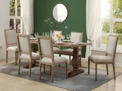 Lot De 6 Chaises AMBOISE - Tissu & Bois De Chêne - Noir -Mobilier De Restaurant chaise 351599 1