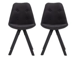 Lot De 2 Chaises Scandinaves ANEYA - Tissu & Pieds Hévéa - Noir -Mobilier De Restaurant chaise 364761