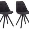 Lot De 2 Chaises Scandinaves ANEYA - Tissu & Pieds Hévéa - Noir