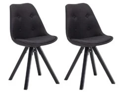 Lot De 2 Chaises Scandinaves ANEYA - Tissu & Pieds Hévéa - Noir