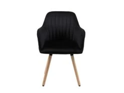 Chaise Avec Accoudoirs - Velours Et Métal Effet Bois - Noir - ELEANA -Mobilier De Restaurant chaise 365311