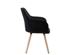 Chaise Avec Accoudoirs - Velours Et Métal Effet Bois - Noir - ELEANA -Mobilier De Restaurant chaise 365315
