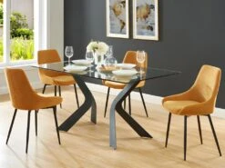 Lot De 6 Chaises MASURIE - Tissu - Jaune -Mobilier De Restaurant chaise 387317