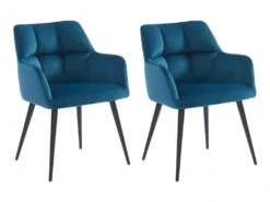Lot De 2 Chaises Avec Accoudoirs - Velours Et Métal - Bleu - PEGA De Pascal MORABITO