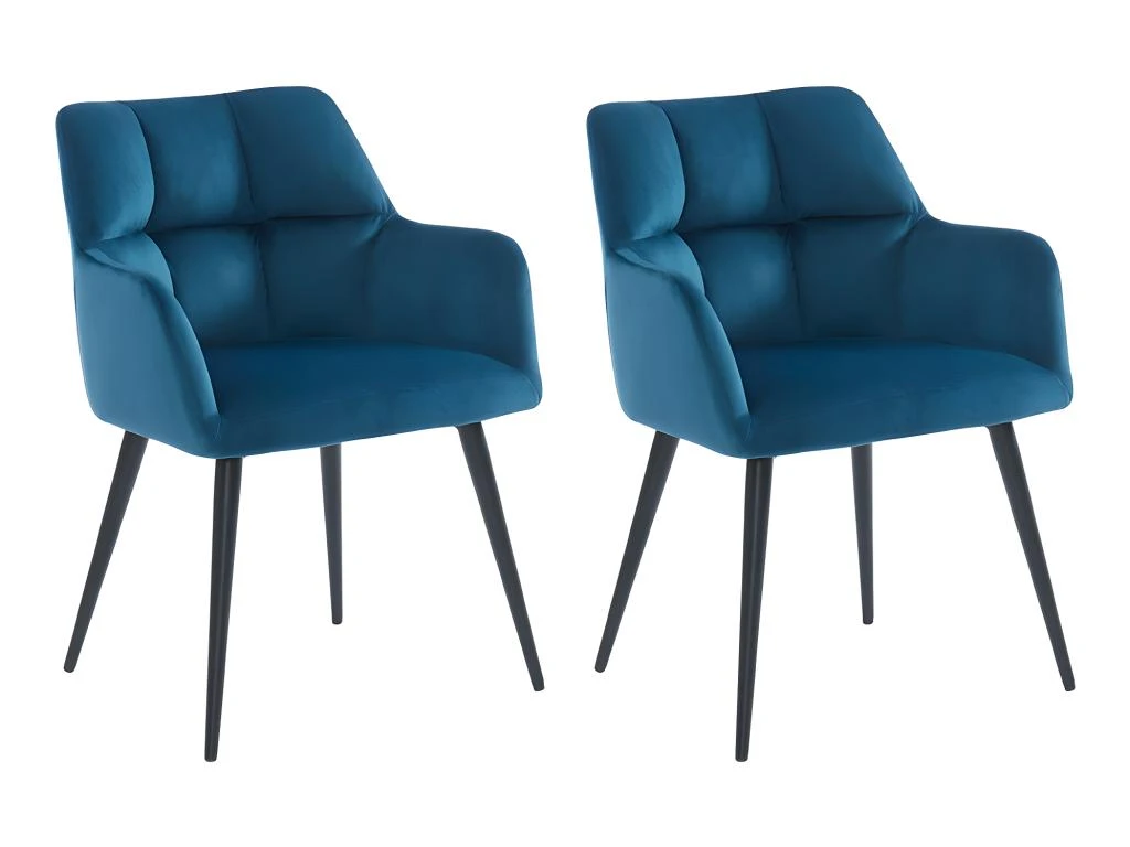 Lot De 2 Chaises Avec Accoudoirs - Velours Et Métal - Bleu - PEGA De Pascal MORABITO 1 Lot De 2 Chaises Avec Accoudoirs - Velours Et Métal - Bleu - PEGA De Pascal MORABITO
