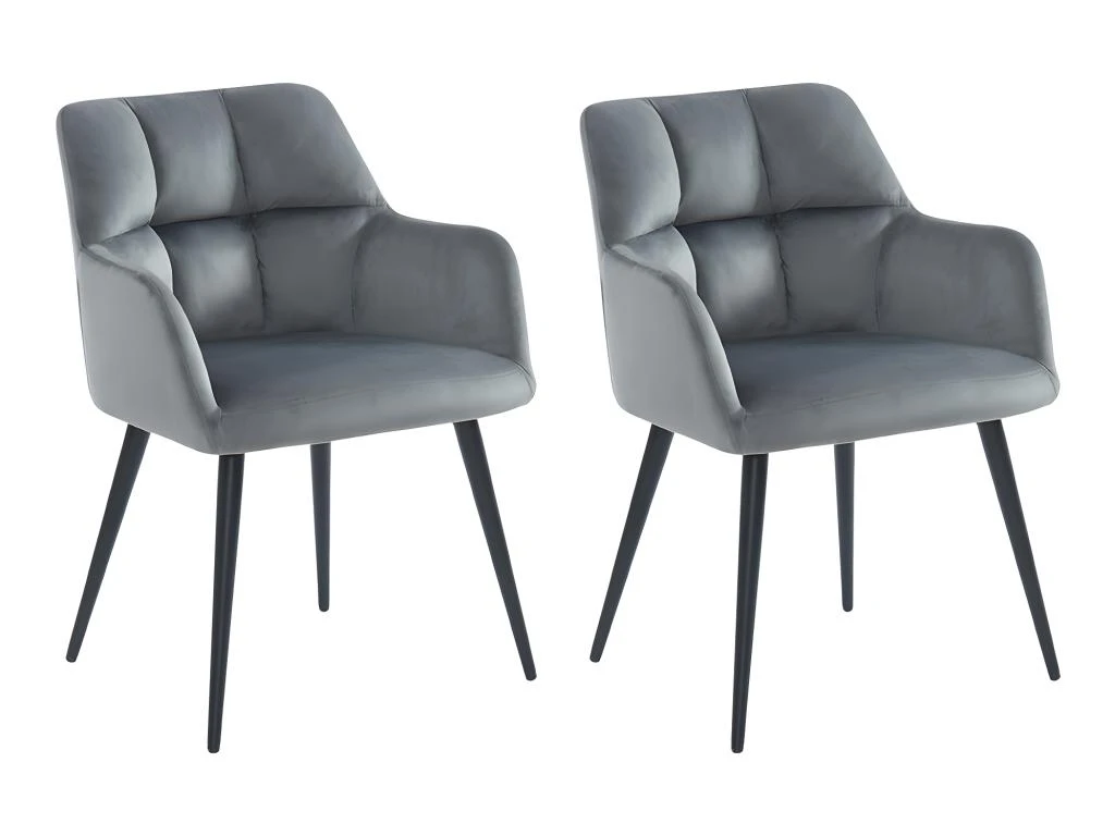 Lot De 2 Chaises Avec Accoudoirs - Velours Et Métal - Gris - PEGA De Pascal MORABITO 1 Lot De 2 Chaises Avec Accoudoirs - Velours Et Métal - Gris - PEGA De Pascal MORABITO