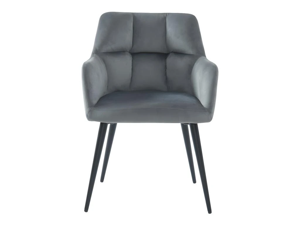 Lot De 6 Chaises Avec Accoudoirs - Velours Et Métal - Gris - PEGA 6 Lot De 6 Chaises Avec Accoudoirs - Velours Et Métal - Gris - PEGA – Image 6