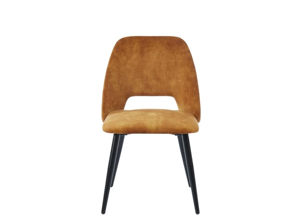Lot De 2 Chaises LIDA - Tissu Effet Velours Et Métal - Jaune Moutarde 5 Lot De 2 Chaises LIDA - Tissu Effet Velours Et Métal - Jaune Moutarde – Image 5