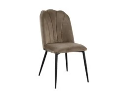 Lot De 2 Chaises ROSARIO - Effet Velours Et Métal Noir - Taupe -Mobilier De Restaurant chaise 397633