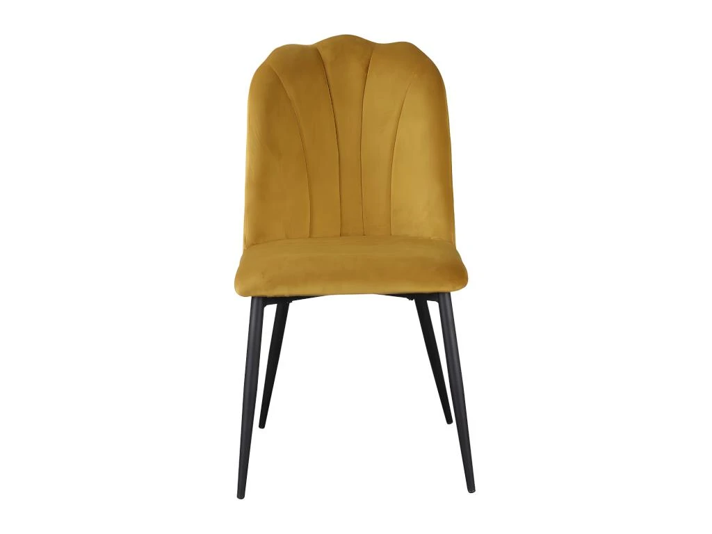 Lot De 2 Chaises ROSARIO - Effet Velours Et Métal Noir - Jaune 6 Lot De 2 Chaises ROSARIO - Effet Velours Et Métal Noir - Jaune – Image 6