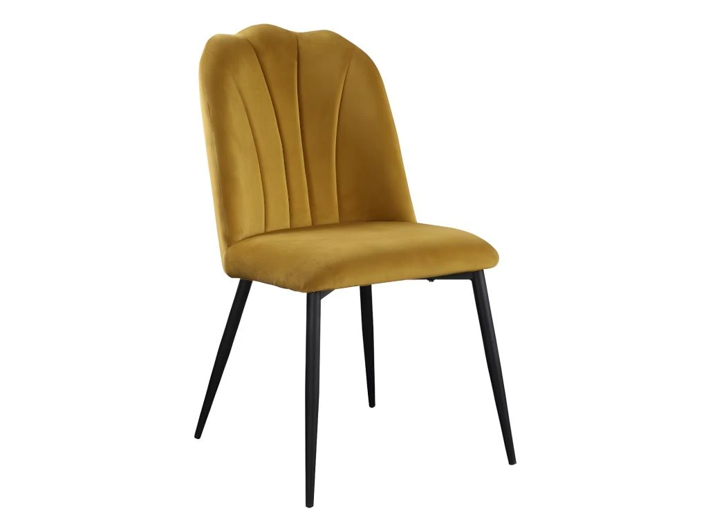 Lot De 2 Chaises ROSARIO - Effet Velours Et Métal Noir - Jaune 4 Lot De 2 Chaises ROSARIO - Effet Velours Et Métal Noir - Jaune – Image 4