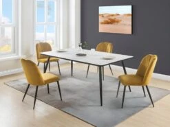 Lot De 2 Chaises ROSARIO - Effet Velours Et Métal Noir - Jaune 11 Lot De 2 Chaises ROSARIO - Effet Velours Et Métal Noir - Jaune -Mobilier De Restaurant chaise 397653