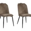 Lot De 2 Chaises ROSARIO - Effet Velours Et Métal Noir - Taupe