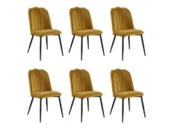 Lot De 6 Chaises ROSARIO - Effet Velours Et Métal Noir - Jaune 17 Lot De 6 Chaises ROSARIO - Effet Velours Et Métal Noir - Jaune -Mobilier De Restaurant chaise 397819