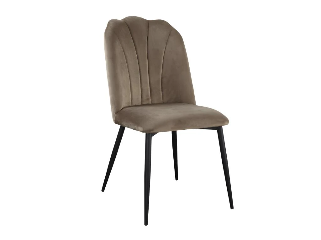 Lot De 6 Chaises ROSARIO - Effet Velours Et Métal Noir - Taupe 2 Lot De 6 Chaises ROSARIO - Effet Velours Et Métal Noir - Taupe – Image 2