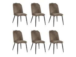 Lot De 6 Chaises ROSARIO - Effet Velours Et Métal Noir - Taupe 16 Lot De 6 Chaises ROSARIO - Effet Velours Et Métal Noir - Taupe -Mobilier De Restaurant chaise 397849