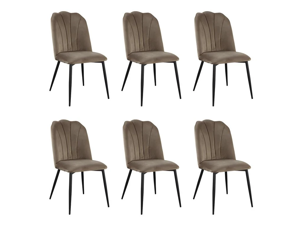 Lot De 6 Chaises ROSARIO - Effet Velours Et Métal Noir - Taupe 7 Lot De 6 Chaises ROSARIO - Effet Velours Et Métal Noir - Taupe – Image 7