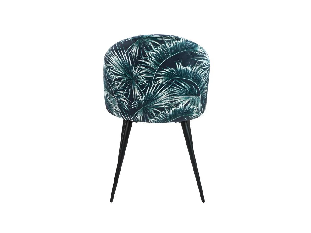 Lot De 6 Chaises PALMERA - Tissu Et Métal - Effet Velours - Motif Palmier 2 Lot De 6 Chaises PALMERA - Tissu Et Métal - Effet Velours - Motif Palmier – Image 2