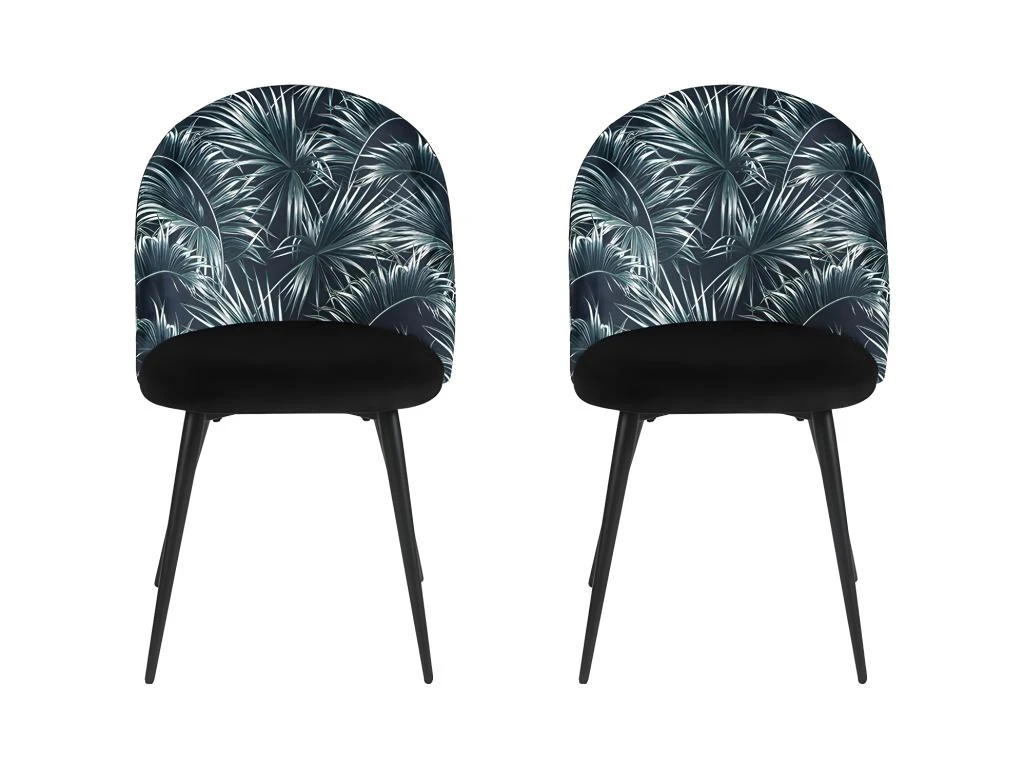 Lot De 2 Chaises PALMERA - Tissu Et Métal - Motif Palmier 2 Lot De 2 Chaises PALMERA - Tissu Et Métal - Motif Palmier – Image 2