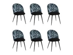 Lot De 6 Chaises PALMERA - Tissu Et Métal - Effet Velours - Motif Palmier 15 Lot De 6 Chaises PALMERA - Tissu Et Métal - Effet Velours - Motif Palmier -Mobilier De Restaurant chaise 398921