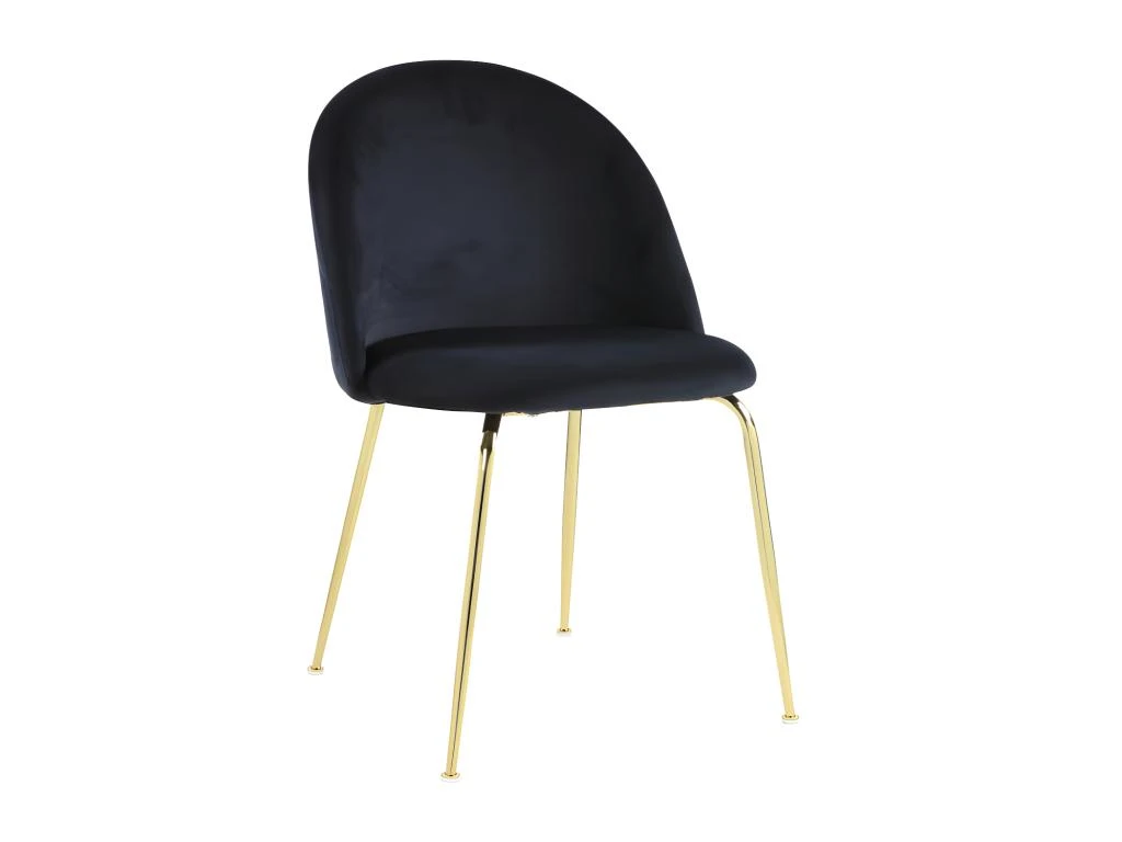 Lot De 6 Chaises - Velours Et Métal Doré - Noir - MELBOURNE 8 Lot De 6 Chaises - Velours Et Métal Doré - Noir - MELBOURNE – Image 8