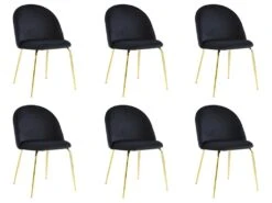 Lot De 6 Chaises - Velours Et Métal Doré - Noir - MELBOURNE 12 Lot De 6 Chaises - Velours Et Métal Doré - Noir - MELBOURNE -Mobilier De Restaurant chaise 404409