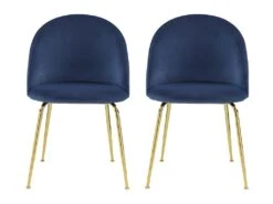 Lot De 2 Chaises - Velours Et Métal Doré - Bleu - MELBOURNE -Mobilier De Restaurant chaise 404417