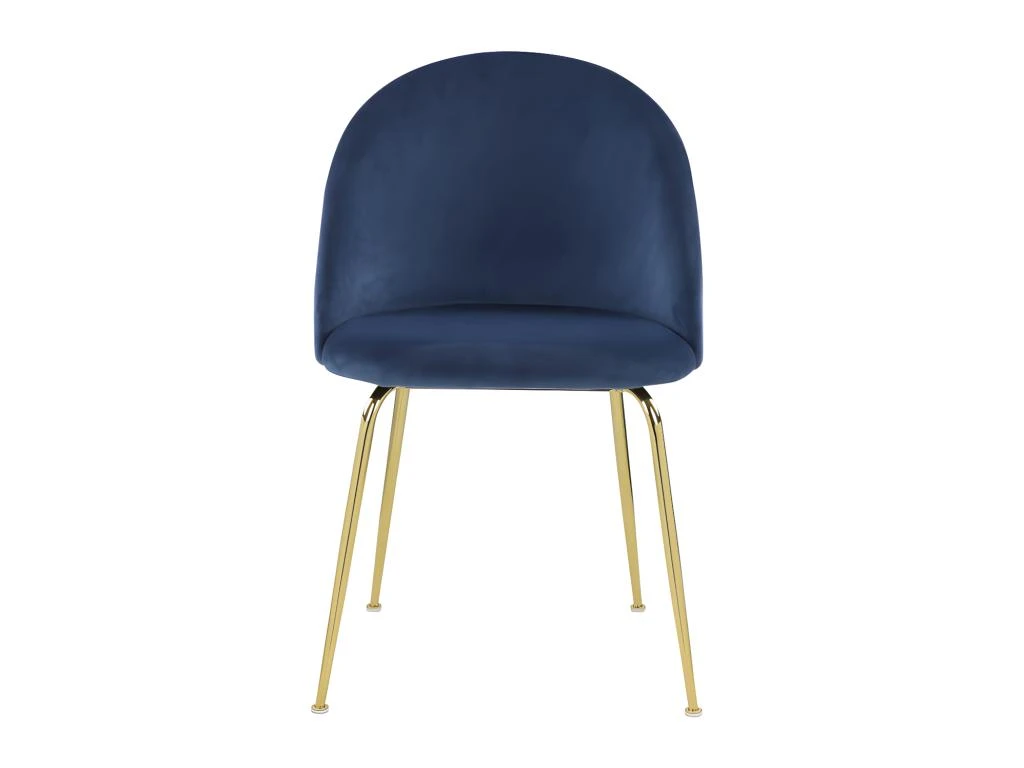 Lot De 6 Chaises - Velours Et Métal Doré - Bleu - MELBOURNE 3 Lot De 6 Chaises - Velours Et Métal Doré - Bleu - MELBOURNE – Image 3
