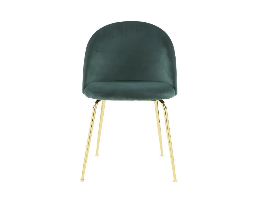 Lot De 6 Chaises - Velours Et Métal Doré - Vert - MELBOURNE 4 Lot De 6 Chaises - Velours Et Métal Doré - Vert - MELBOURNE – Image 4