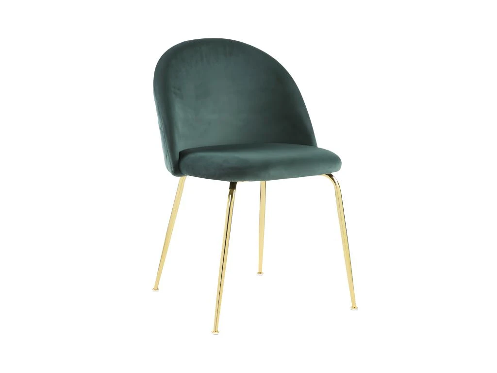 Lot De 6 Chaises - Velours Et Métal Doré - Vert - MELBOURNE 3 Lot De 6 Chaises - Velours Et Métal Doré - Vert - MELBOURNE – Image 3