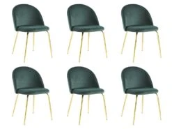 Lot De 6 Chaises - Velours Et Métal Doré - Vert - MELBOURNE 15 Lot De 6 Chaises - Velours Et Métal Doré - Vert - MELBOURNE -Mobilier De Restaurant chaise 404473