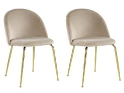 Lot De 2 Chaises - Velours Et Métal Doré - Beige - MELBOURNE -Mobilier De Restaurant chaise 404477