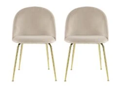 Lot De 2 Chaises - Velours Et Métal Doré - Beige - MELBOURNE -Mobilier De Restaurant chaise 404479