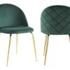 Lot De 2 Chaises - Velours Et Métal Doré - Vert - MELBOURNE